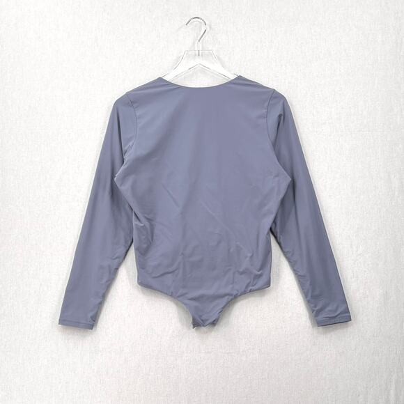 SKIMS Fits Everybody Long SleeveLow Back Bodysuit Womens 2X Gray Blue Stretch - Picture 3 of 16